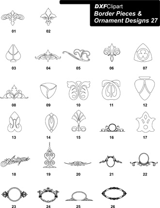 DXF Border Pieces & Ornament Designs-27
