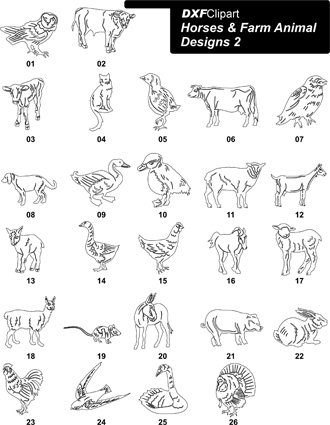 DXF Horses & Farm Animal Designs 2