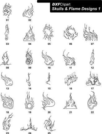 DXF Skulls & Flame Designs 1