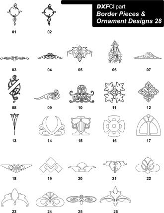 DXF Border Pieces & Ornament Designs-28