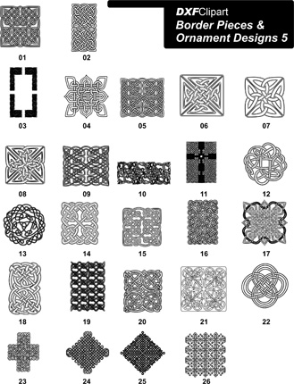 DXF Border Pieces & Ornament Designs 5