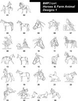 DXF Horses & Farm Animal Designs 1