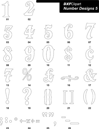 DXF Number Designs 5