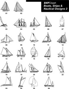 DXF Boats, Ships & Nautical Designs 2 - DXF Clip Art