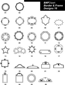 DXF Border & Frame Designs-16 - DXF Clip Art