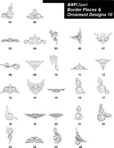 DXF Border Pieces & Ornament Designs-10 - DXF Clip Art