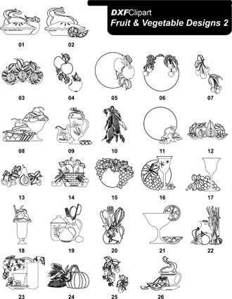 DXF Fruit & Vegetable Designs 2