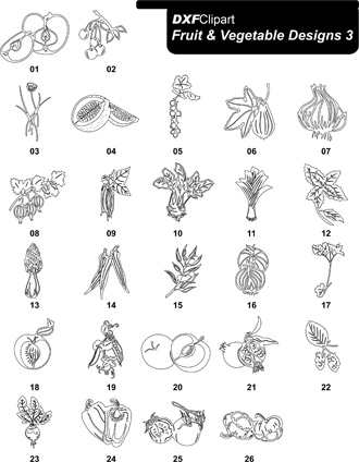DXF Fruit & Vegetable Designs 3